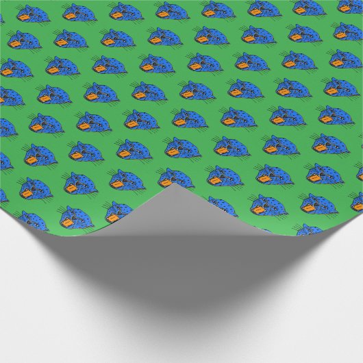 Wild Roar Gift Wrap – Blue Panther patroon Cadeaupapier (Hoek)