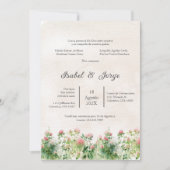 Wild Rode bloem bruiloft uitnodiging (Voorkant)