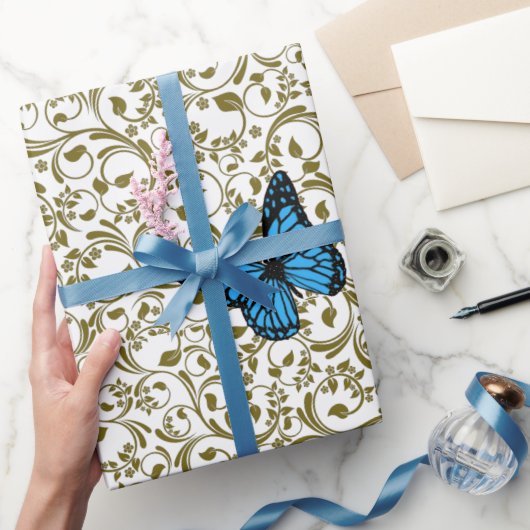 Wild Romantic Field Blue butterflies Cadeaupapier (Geschenken)