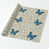 Wild Romantic Field Blue butterflies Cadeaupapier (Uitgerold)