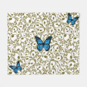 Wild Romantic Field Blue butterflies Fleece Deken (Voorkant (Horizontaal))