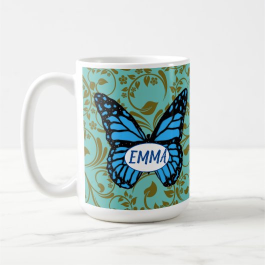 Wild Romantic Field Blue butterflies Koffiemok (Links)