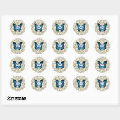 Wild Romantic Field Blue butterflies Ronde Sticker (Vel)