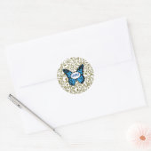 Wild Romantic Field Blue butterflies Ronde Sticker (Envelop)