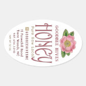 Wild Roos 32 oz Queenline Jar Raw Local Honey Pink Ovale Sticker (Voorkant)