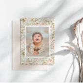 Wild Roos Baby Eerste Verjaardag Foto uitnodiging