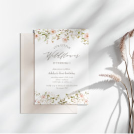 Wild Roos Baby Eerste Verjaardag Foto uitnodiging