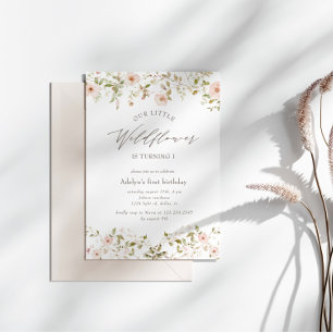 Wild Roos Baby Eerste Verjaardag Foto uitnodiging