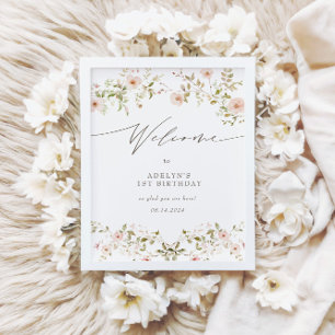 Wild Roos Baby Eerste Verjaardag Welkomstbord Poster