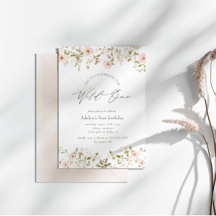 Wild Roos Baby Eerste Verjaardagsuitnodiging