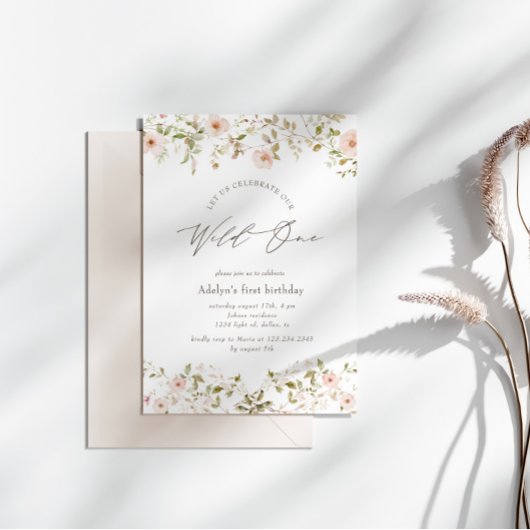 Wild Roos Baby Eerste Verjaardagsuitnodiging