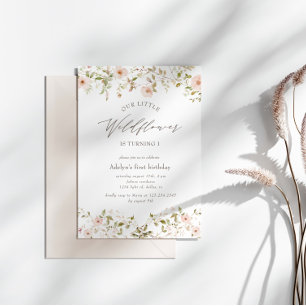 Wild Roos Baby Eerste Verjaardagsuitnodiging