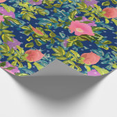 Wild roos, blauwe achtergrond, wild roos, rozen, r cadeaupapier (Hoek)