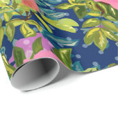 Wild roos, blauwe achtergrond, wild roos, rozen, r cadeaupapier (Rol Hoek)