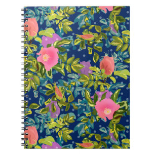Wild roos, blauwe achtergrond, wild roos, rozen, r notitieboek