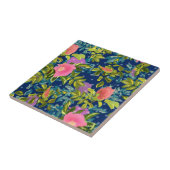 Wild roos, blauwe achtergrond, wild roos, rozen, r tegeltje (Zijkant)