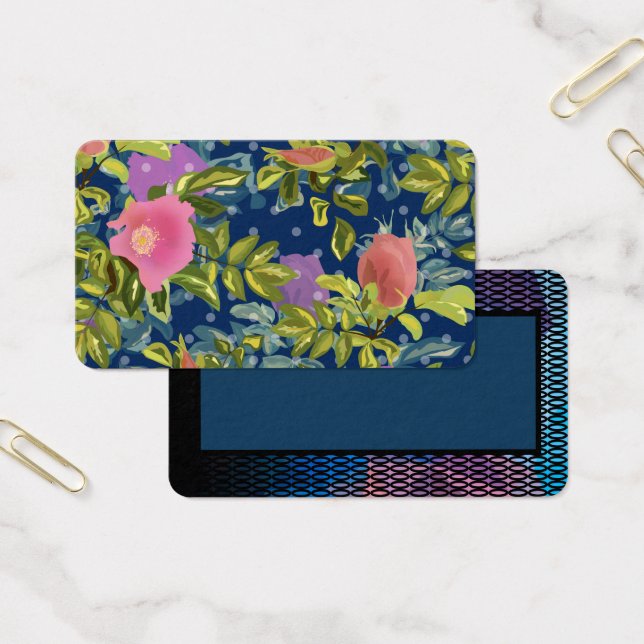 Wild roos, blauwe achtergrond, wild roos, rozen, r visitekaartje (Kantoor)