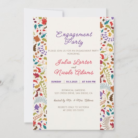 Wild Roos Bossen Exotic Garden Engagement Party Kaart (Voorkant)