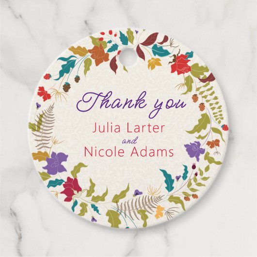 Wild Roos Bossen Exotische bloementuin Bruiloft Bedankjes Labels (Voorkant)