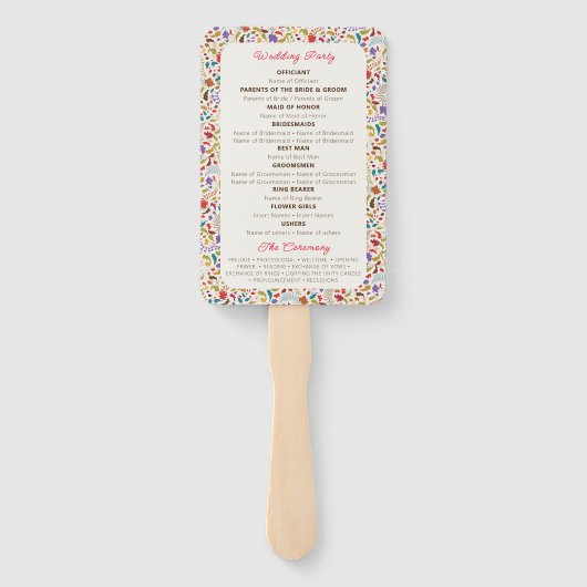 Wild Roos Bossen Exotische bloementuin Bruiloft Handwaaier (Achterkant)