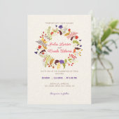 Wild Roos Bossen Exotische bloementuin Bruiloft Kaart (Staand voorkant)