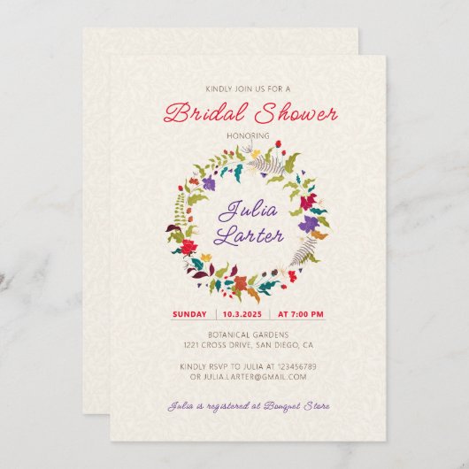 Wild Roos Bossen Exotische bloementuin Bruiloft Kaart (Voorkant / Achterkant)