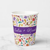 Wild Roos Bossen Exotische bloementuin Bruiloft Papieren Bekers (Links)
