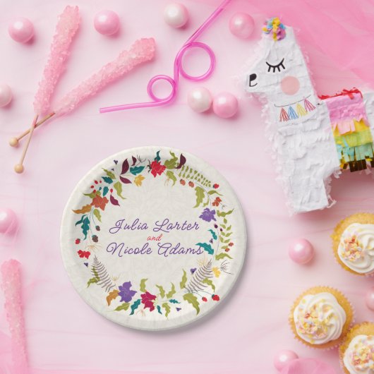 Wild Roos Bossen Exotische bloementuin Bruiloft Papieren Bordje (Feest)