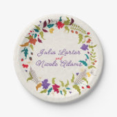 Wild Roos Bossen Exotische bloementuin Bruiloft Papieren Bordje (Voorkant)