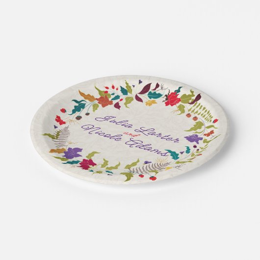 Wild Roos Bossen Exotische bloementuin Bruiloft Papieren Bordje (Gekanteld)