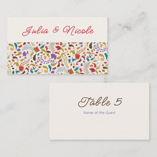 Wild Roos Bossen Exotische bloementuin Bruiloft Plaatskaartje (Voorkant / Achterkant)