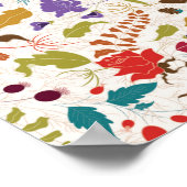 Wild Roos Bossen Exotische bloementuin Bruiloft Poster (Hoek)