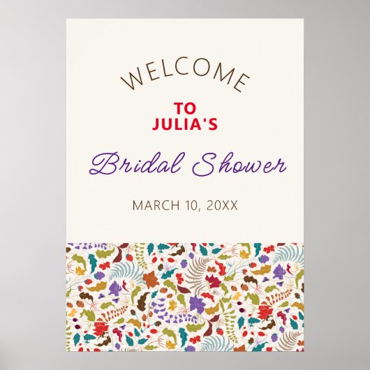 Wild Roos Bossen Exotische bloementuin Bruiloft Poster (Voorkant)