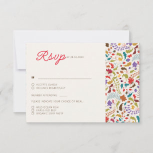 Wild Roos Bossen Exotische bloementuin Bruiloft RSVP Kaartje