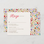 Wild Roos Bossen Exotische bloementuin Bruiloft RSVP Kaartje (Voorkant / Achterkant)