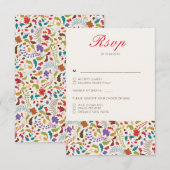 Wild Roos Bossen Exotische bloementuin Bruiloft RSVP Kaartje (Voorkant / Achterkant)