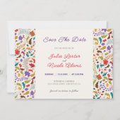 Wild Roos Bossen Exotische bloementuin Bruiloft Save The Date (Voorkant)