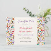 Wild Roos Bossen Exotische bloementuin Bruiloft Save The Date (Staand voorkant)