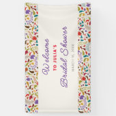 Wild Roos Bossen Exotische bloementuin Bruiloft Spandoek (Verticaal)