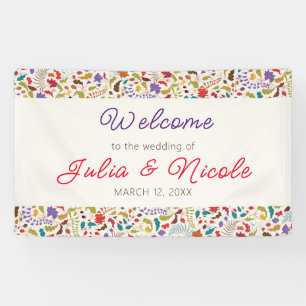 Wild Roos Bossen Exotische bloementuin Bruiloft Spandoek