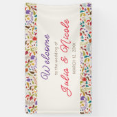 Wild Roos Bossen Exotische bloementuin Bruiloft Spandoek (Verticaal)