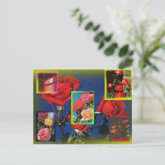 Wild Roos Collage Briefkaart (Staand voorkant)