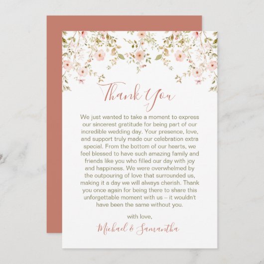 Wild Roos Country Bruiloft Bedankkaart (Voorkant / Achterkant)