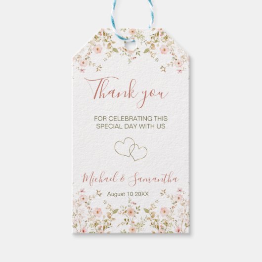 Wild Roos Country Bruiloft Cadeaulabel (Voorkant)