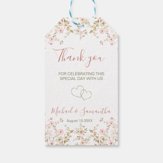 Wild Roos Country Bruiloft Cadeaulabel (Achterkant)