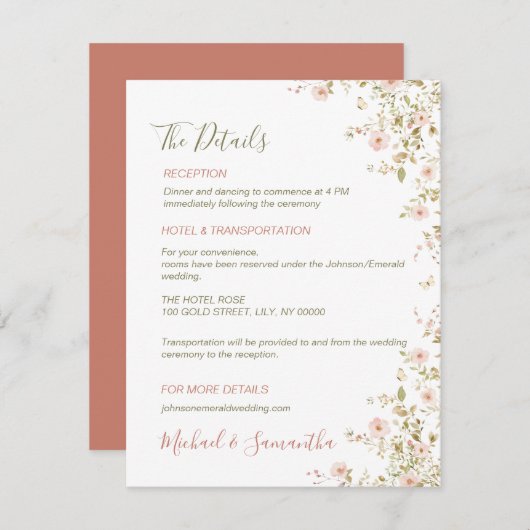 Wild Roos Country Bruiloft Informatiekaartje (Voorkant / Achterkant)