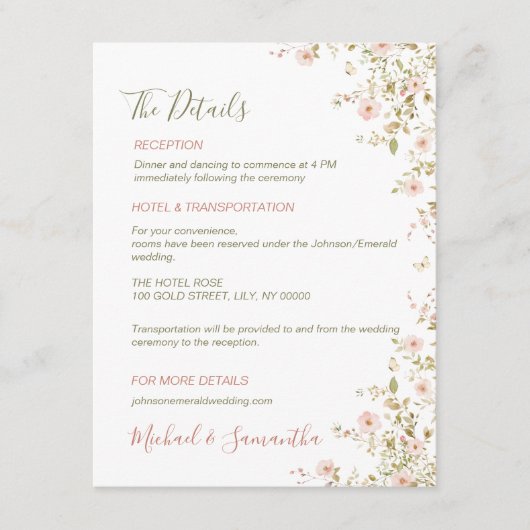 Wild Roos Country Bruiloft Informatiekaartje (Voorkant)