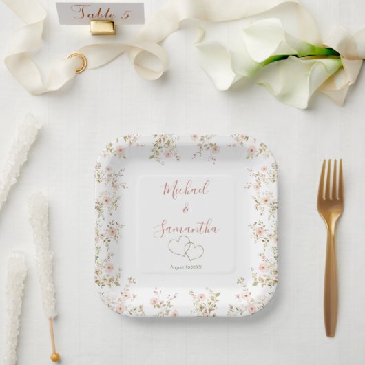 Wild Roos Country Bruiloft Papieren Bordje (Huwelijk)