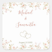 Wild Roos Country Bruiloft Vierkante Sticker (Voorkant)