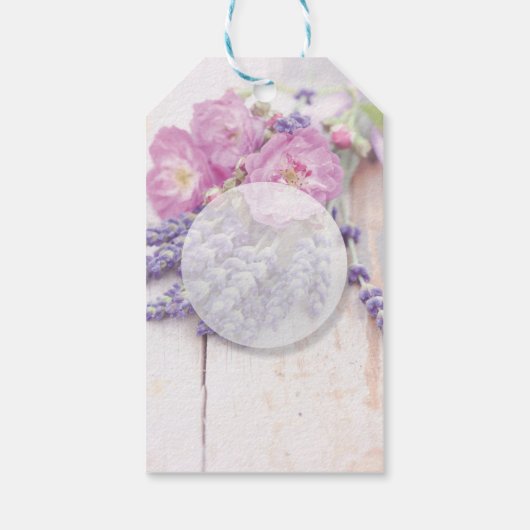 Wild Roos en lavender Summer Flower Hartelijk dank Cadeaulabel (Achterkant)
